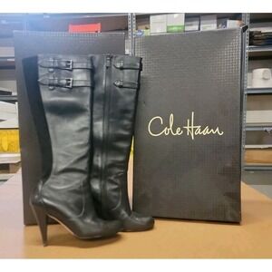 Cole Haan Air Women's 6.5 Jalisa Black Knee High Heeled Boots W/ Box Excellent!